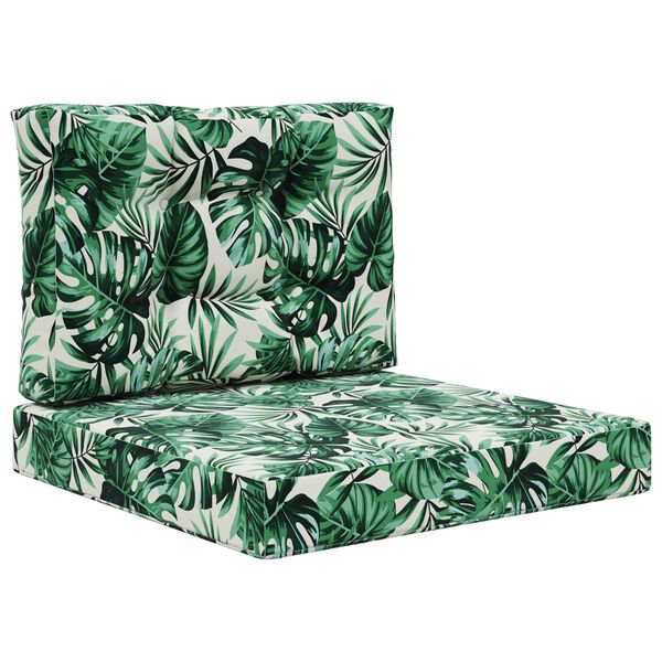 vidaXL Sofakissen f&uuml;r drau&szlig;en 2 pcs Blattmuster Polyester