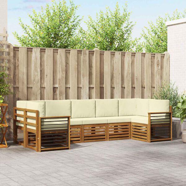 vidaXL Sofagarnituren 7 pcs Natur und Creme Massivholz Akazie