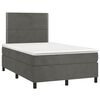 vidaXL Boxspringbett mit Matratze & LED Dunkelgrau 120x190 cm Samt