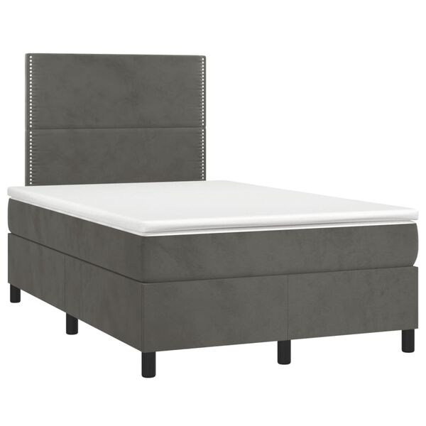 vidaXL Boxspringbett mit Matratze & LED Dunkelgrau 120x190 cm Samt