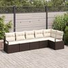 vidaXL Gartensofa-set mit Kissen 6 pcs Braun und Wei&szlig; Poly-Rattan