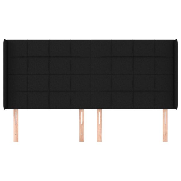 vidaXL Kopfteil mit Ohren Schwarz 183x16x118/128 cm Stoff