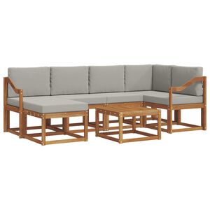 vidaXL Outdoor-Sofagarnitur mit Kissen 7 pcs Nat&uuml;rlich und Hellgrau