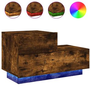 vidaXL Nachttisch mit LED-Leuchten R&auml;uchereiche 70x36x40,5 cm