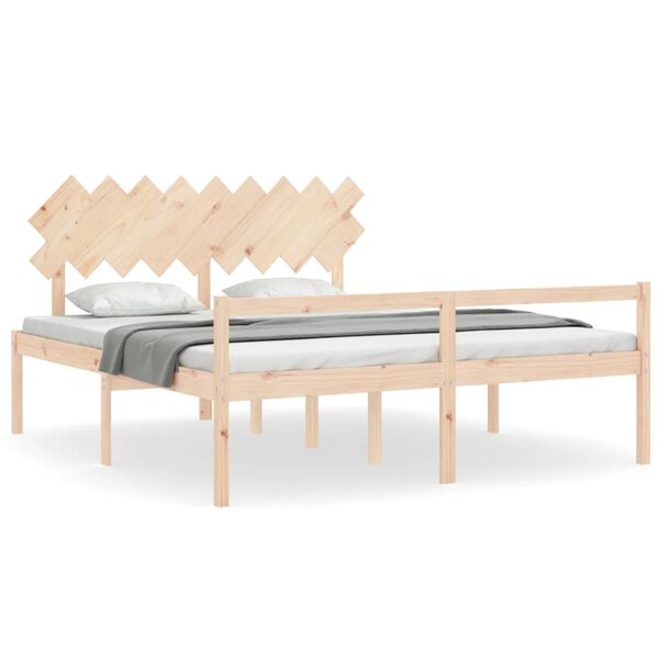 vidaXL Seniorenbett mit Kopfteil Super Kingsize Massivholz