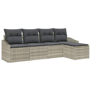 vidaXL Sofa Set mit Kissen 5 pcs Hellgrau Poly-Rattan