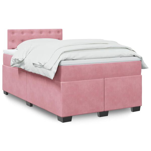 vidaXL Boxspringbett mit Matratze Rosa 120x190 cm Samt