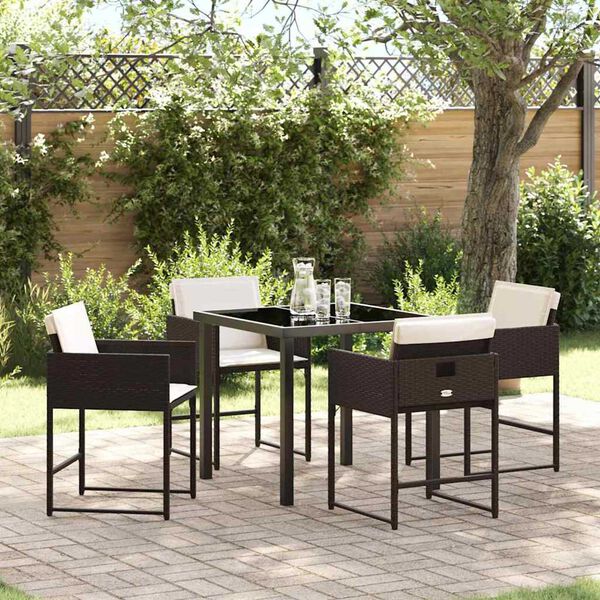 vidaXL Garten Essgruppe 5 pcs Braun Poly-Rattan