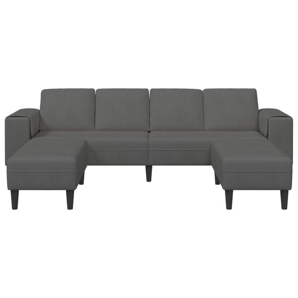 vidaXL Sofa mit Kissen Dunkelgrau 250 x 188 x 76 cm Cordstoff