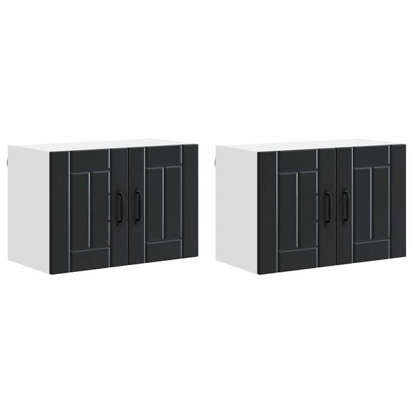 vidaXL K&uuml;chenschrank 2 pcs Schwarz 60 x 31 x 40 cm Holzwerkstoff
