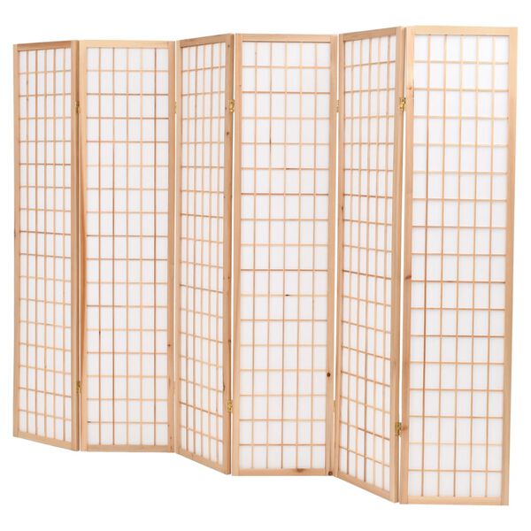 vidaXL 6-tlg. Raumteiler Japanischer Stil Klappbar 240 x 170 cm Natur