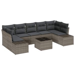 vidaXL Sofa Set mit Kissen 8 pcs Grau Poly Rattan