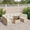 vidaXL Garten-Sofa-Set mit Kissen 10 pcs Beige und Creme Poly-Rattan