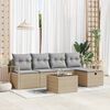 vidaXL Garten-Sofa-Set mit Kissen mit Speicher 6 pcs Beige Poly Rattan