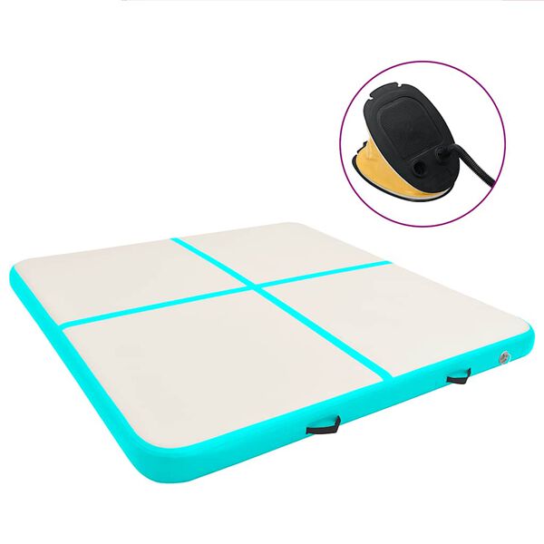 vidaXL Aufblasbare Gymnastikmatte mit Pumpe 200x200x10 cm PVC Gr&uuml;n