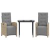 vidaXL 3-tlg. Bistro-Set mit Kissen Hellgrau Poly Rattan