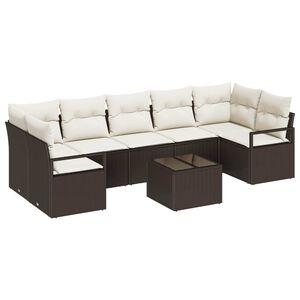 vidaXL Garten-Sofa-Set mit Kissen mit Speicher 8 pcs Braun und Creme