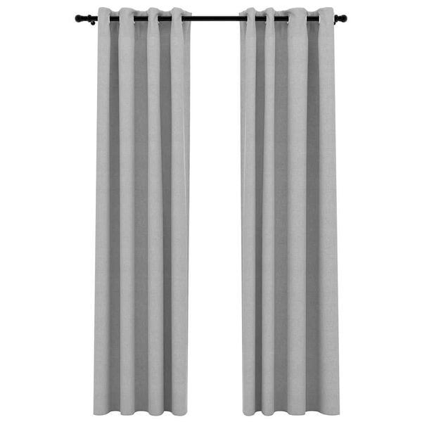 vidaXL Verdunkelungsvorh&auml;nge &Ouml;sen Leinenoptik 2 Stk. Grau 140x225 cm