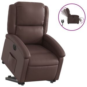 vidaXL Relaxsessel mit Aufstehhilfe Elektrisch Braun Kunstleder