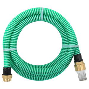 vidaXL Saugschlauch mit Messing-Anschl&uuml;ssen Gr&uuml;n 1,1" 3 m PVC
