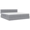 vidaXL Bett mit Stauraum und LED mit LED Hellgrau 200 x 200 cm Stoff