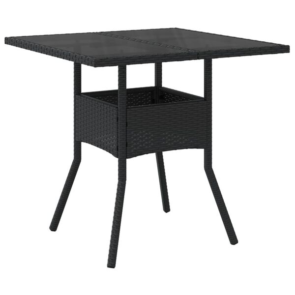 vidaXL 5-tlg. Garten-Essgruppe mit Kissen Schwarz Poly Rattan und Glas