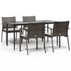 vidaXL 5-tlg. Garten-Essgruppe mit Kissen Poly Rattan und Stahl