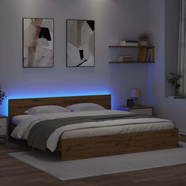 vidaXL Bettrahmen Artisan-Eiche 180 x 200 cm Holzwerkstoff