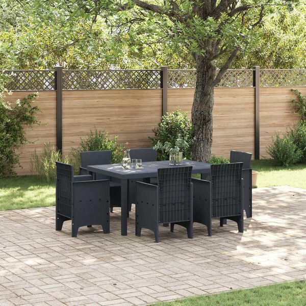 vidaXL Garten Essgruppe 7 pcs Anthrazit Polt Rattan