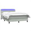vidaXL Boxspringbett mit Matratze & LED Hellgrau 140x210 cm Samt
