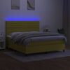 vidaXL Boxspringbett mit Matratze & LED Gr&uuml;n 160x200 cm Stoff