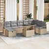 vidaXL Garten-Sofa-Set mit Kissen mit Speicher 9 pcs Beige Poly Rattan