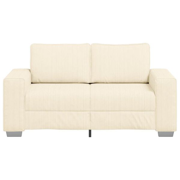 vidaXL Zweisitzer-Sofa Creme 160x77x82 cm Cordstoff