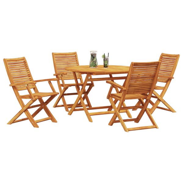 vidaXL Garten Essgruppe 5 pcs Braun Akazie Massivholz