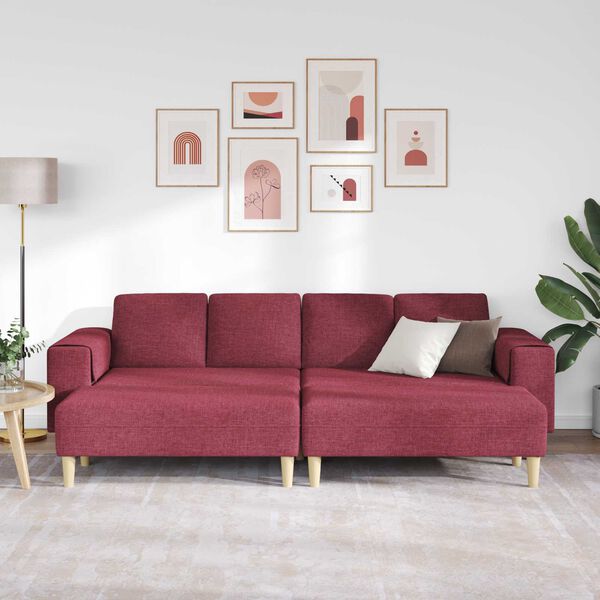 vidaXL Wohnzimmer Couch 3 pcs Weinrot Polyester