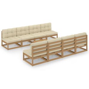 vidaXL 9-tlg. Garten-Lounge-Set mit Kissen Kiefer Massivholz