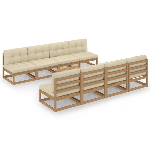 vidaXL 9-tlg. Garten-Lounge-Set mit Kissen Kiefer Massivholz