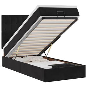 vidaXL Ottoman-Bett mit Matratzen & LEDs Schwarz 100x200 cm Samt