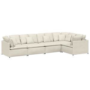 vidaXL Modulares Sofa mit Kissen Samt Cream