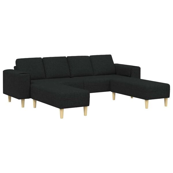 vidaXL Sofa Set Schwarz Stoff