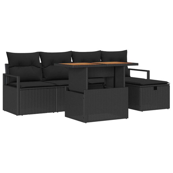 vidaXL Garten-Sofa-Set 6 pcs Schwarz Poly-Rattan