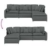 vidaXL Modulares Sofa mit Fußhocker Kissen Stoff Dunkelgrau