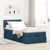 vidaXL Ottoman-Bett mit Matratze & LEDs Dunkelblau 90x200 cm Samt