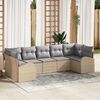 vidaXL Gartensofa-set mit Kissen 7 pcs Beige Poly Rattan