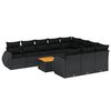 vidaXL 11-tlg. Garten-Sofagarnitur mit Kissen Schwarz Poly Rattan