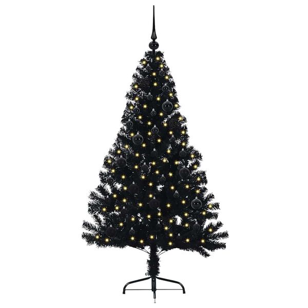 vidaXL Künstlicher vorbeleuchteter Weihnachtsbaum Schwarz 150 cm PVC