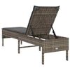 vidaXL Sonnenliege mit Auflage Grau 55x200x44 cm Poly Rattan