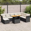 vidaXL 9-tlg. Garten-Sofagarnitur mit Kissen Schwarz Poly Rattan