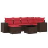 vidaXL 7-teiliges Gartensofa-Set mit Kissen, braun, Polyrattan