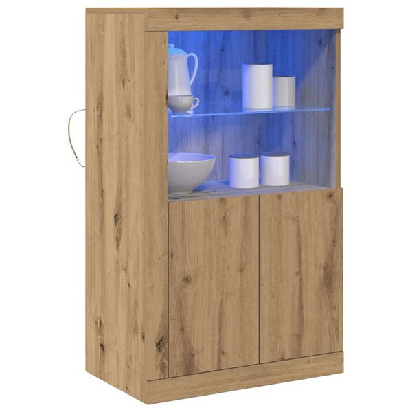 vidaXL LED-Sideboard Artisan-Eiche 60,5 x 37 x 100 cm Holzwerkstoff